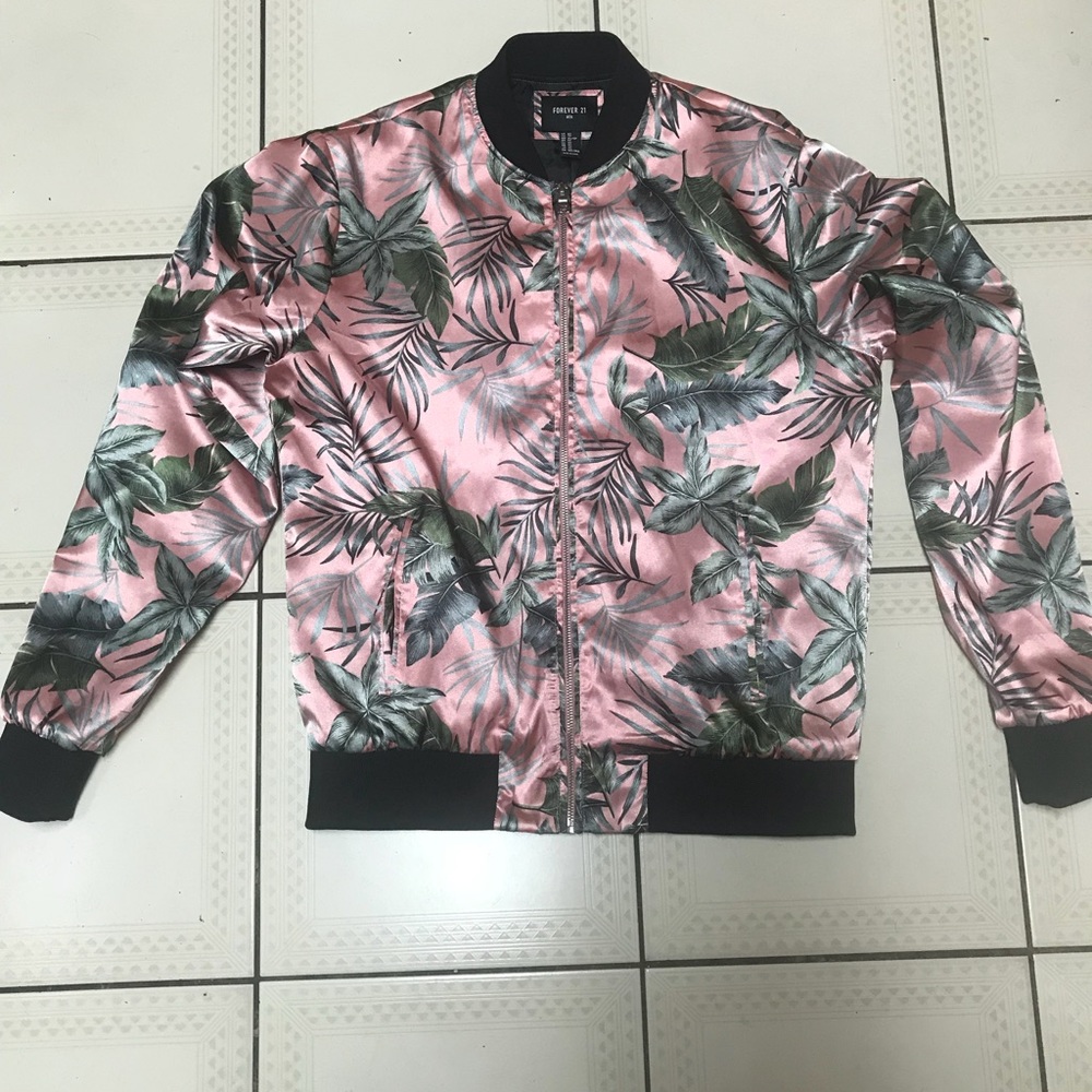 Nice Tropical Print Bomber Jacket